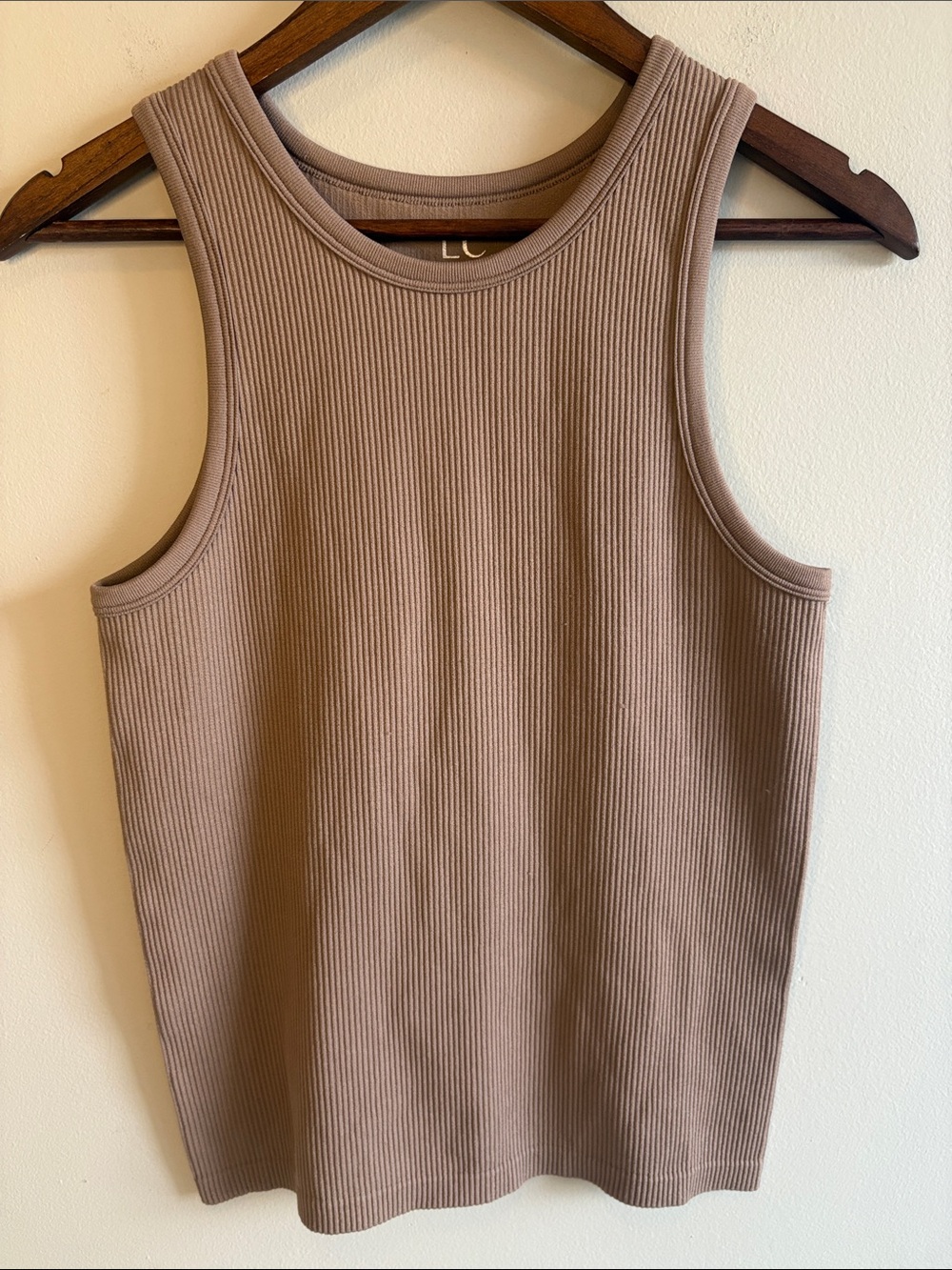 LC Lauren Conrad Ribbed Tank Top Brown Sleeveless Stretch Basic Layering XL